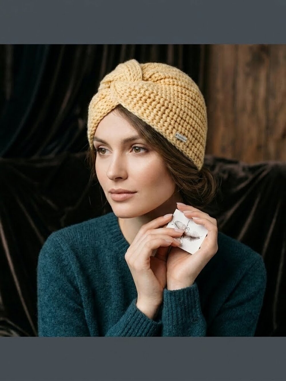 NWT Jessica Simpson Knit Turban Beanie Hat Tan OS